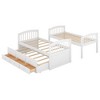 PAGED Twin Size Bunk Bed L-Shaped Pine Triple Bed Frame with 2 Storage Drawers and Guardrail for Bedroom - 3 of 4