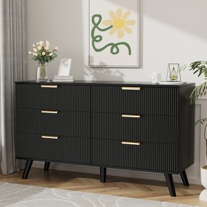 Buenhomino Fluted 6 Drawers Dresser, 47" Wide Modern Chest of Drawers, Dresser TV Stand, Wood Drawer Organizer for Bedroom, Living Room, Hallway - 1 of 4