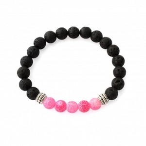 Plantlife Aromatherapy Bracelet - Frosted Pink Agate Stretch, Lava Rock & Natural Stone Jewelry for Essential Oil Diffusion & Wellness - 1 of 1