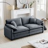 Corduroy 2-Seater Sofa with 4 Pillows, Large Deep-Seat Cozy Living Room Sofa, Modern Retro Design - 2 of 4
