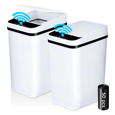 LunaLulinlk Bathroom Trash Can,2 Pack 2.5 Gallon Trash Cans with Lid,Automatic Trash Can for Kitchen with Garbage Bags