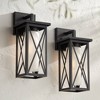 360 Lighting Raynor 15" High Modern Outdoor Wall Light Fixture Mount Porch House Exterior Outside Set of 2 Weatherproof Black Metal Glass Shade - 2 of 4