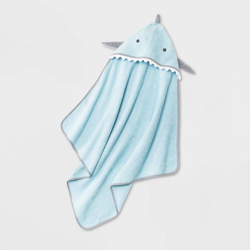 Baby Boys&#39; Critter Shark Hooded Towel - Cloud Island&#8482; Blue, 1 of 3