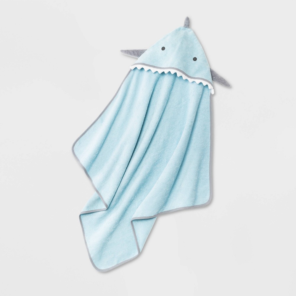 Photos - Towel Baby Boys' Critter Shark Hooded  - Cloud Island™ Blue