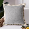 Angel Sar Set of 2 Vintage Linen Trim Throw Pillow Covers, 20x20 Inch Gray Cushion Covers with Textured Edge for Sofa Bed Chair - 2 of 4