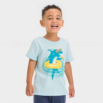 Toddler Boys\' Duck Skateboarding & Short Graphic Sleeve 18m - Cat Jack™ : Turquoise T-shirt Blue Target