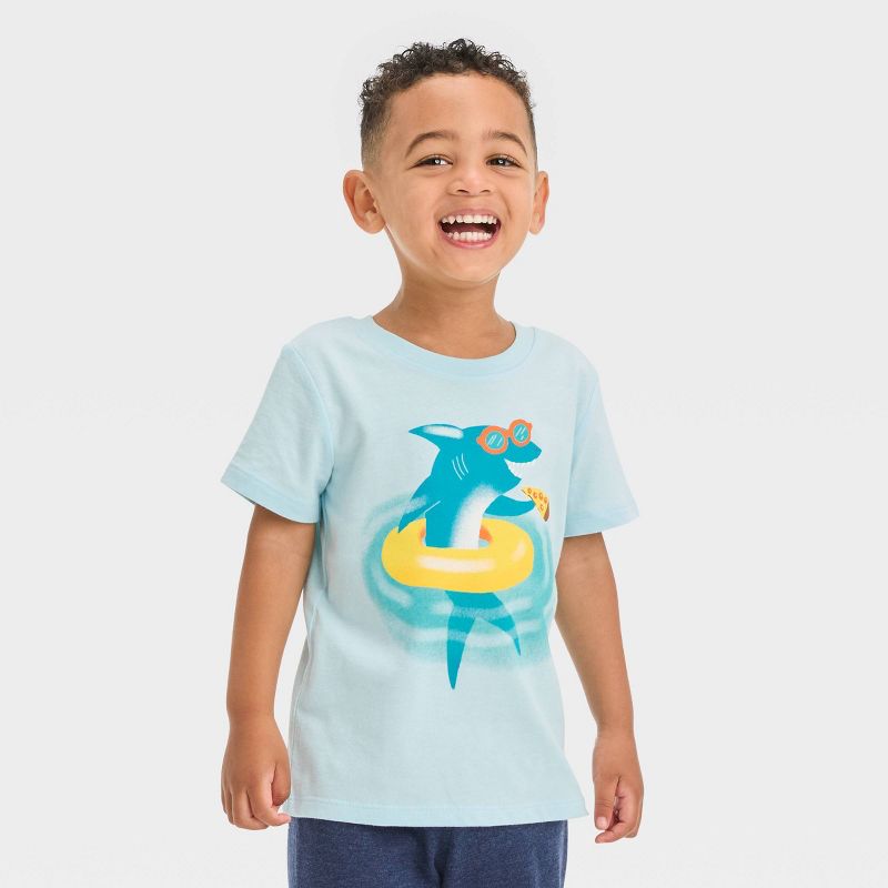 Toddler Boys&#39; Shark Pizza Short Sleeve Graphic T-Shirt - Cat &#38; Jack&#8482; Blue, 1 of 5
