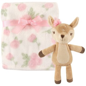 Hudson Baby Infant Girl Plush Blanket with Toy, Fawn, One Size - 1 of 1