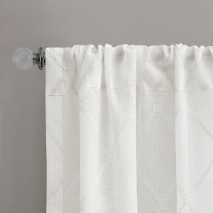 Gracie Mills Cyprian Diamond Embroidered Rod Pocket Top Sheer Window Curtain Panel - 1 of 2
