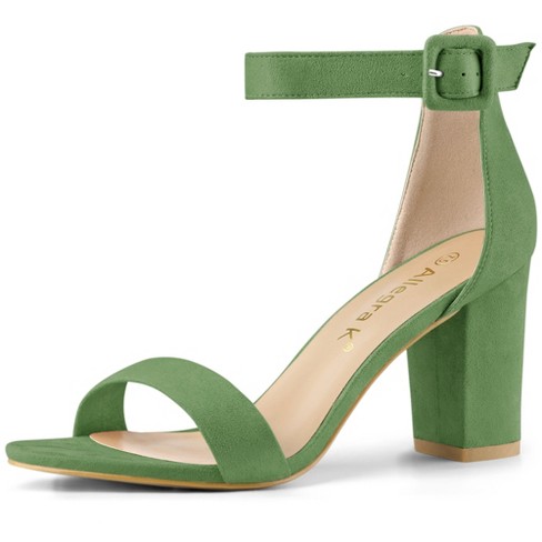 Allegra K Women s Back To College Open Toe Ankle Strap Chunky Heel Sandals Olive Green 6 Target