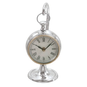 11"x5" Aluminum Pendulum Clock Silver - Olivia & May - 1 of 4