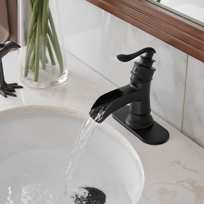 Matte Black Stainless Steel Low-Arc Bathroom Faucet with Lever Handle