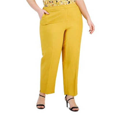 Kasper Womens Stretch Casual Trouser Pants, Yellow, 14W