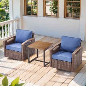 Outdoor Swivel Rocker Patio Chairs Thickened Cushions Swivel Chairs for Porch - 1 of 4