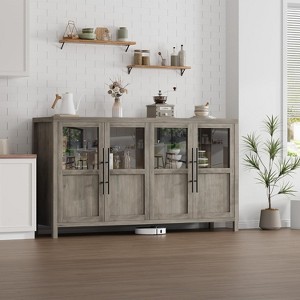 Sideboard Buffet Cabinet with 4 Glass Doors, 55" Large Buffet Cabinet,Storage Cabinet Table for Kitchen Dining Room, Living Room - 1 of 4
