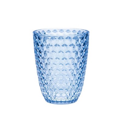 Diamond Cut Acrylic Glasses Drinking Set of 4 (12oz)，Blue