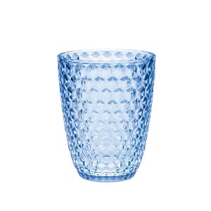Diamond Cut Acrylic Glasses Drinking Set of 4 (12oz)，Blue - 1 of 4