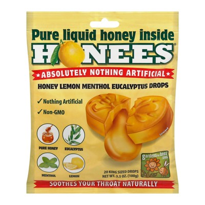 Honees Cough Drops Honey Lemon Menthol Eucalyptus - 20ct