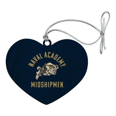 US Naval Academy Midshipmen Heart Love Wood Christmas Tree Holiday Ornament