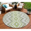 Green Ivory And Gray Geometric Washable Indoor Outdoor Area Rug - 2 of 4