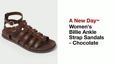 Women’s Billie Ankle Strap Sandals - A New Day™ Chocolate