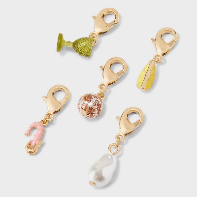 Glass Lemon Pearl Charm Set 5pc - A New Day™ Gold/Orange/Green