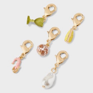 Glass Lemon Pearl Charm Set 5pc - A New Day™ Gold/Orange/Green - 1 of 2