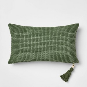 Lumbar Basketweave with Tassel Army Green - Threshold™ Designed with Studio McGee - 1 of 4