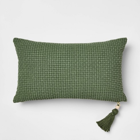 Lumbar Basketweave with Tassel Army Green - Threshold™ Designed with Studio McGee - image 1 of 4