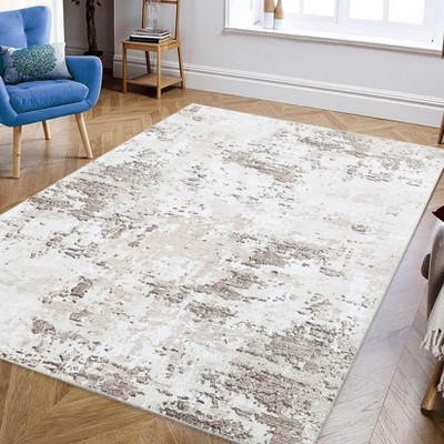 Washable Area RugModern Abstract Rugs for Living Room Soft Rug Non-Slip Large Area Rugs Contemporary Rug Indoor Stain Resistant Bedroom Rugs