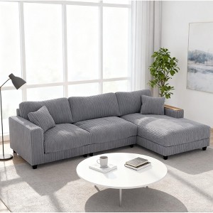 GDFStudio Congreve 114.5'' Corduroy L-Shape Rectangle Sectional Sofa with Storage Armrests - 1 of 4