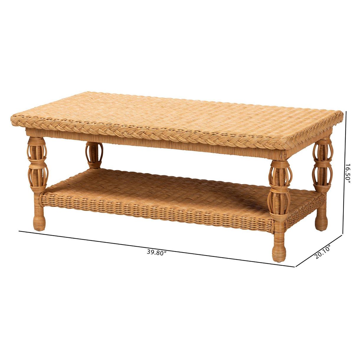 bali & pari Dolby Natural Rattan Coffee Table Light Honey - thumbnail 8