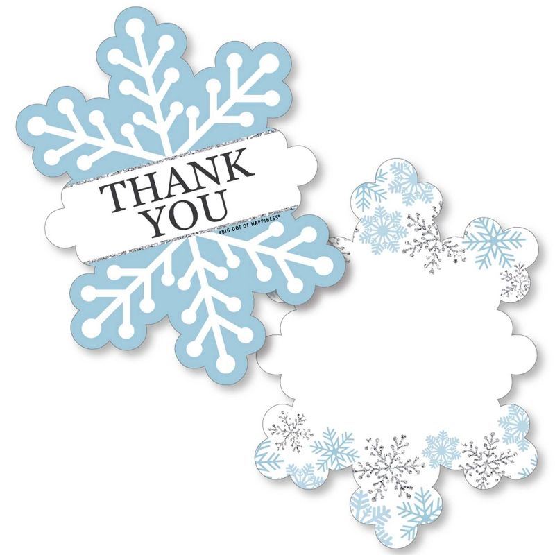 Big Dot of Happiness Winter Wonderland - Shaped Thank You Cards - Snowflake Holiday Party & Winter Wedding Thank You Cards with Envelopes - Set of 12, 1 of 8
