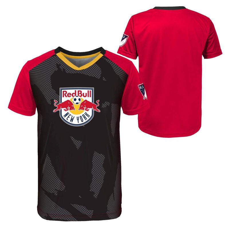 MLS New York Red Bulls Boys&#39; Sublimated Poly Soccer Jersey, 1 of 4