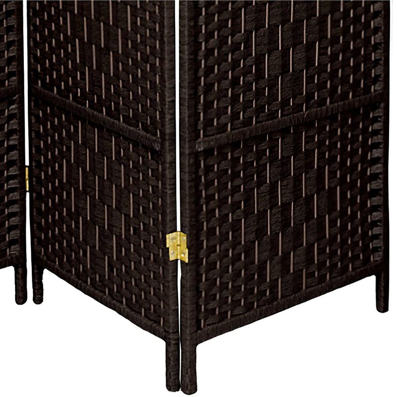 6 ft. Tall Diamond Weave Fiber Room Divider - Black (5 Panels), 4 of 6