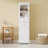 63" Tall Bathroom Storage Cabinet, Wood Floor Storage Cabinet With Adjustable Shelves, Freestanding Cupboard for Living Room Bathroom Entryway - 2 of 4
