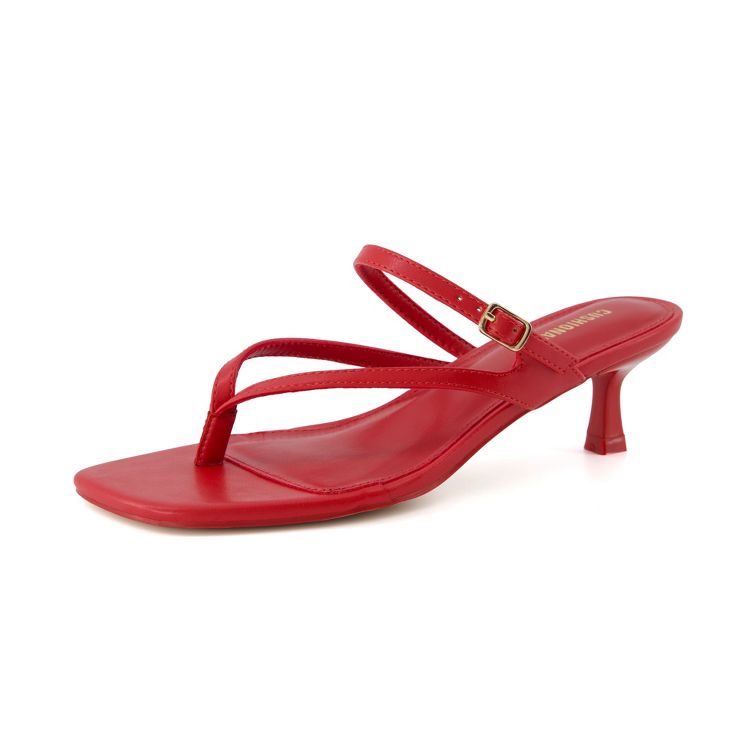 CUSHIONAIRE Women's Madrid Strappy Kitten Heel Sandals +Memory Foam, Wide Widths Available, 1 of 6