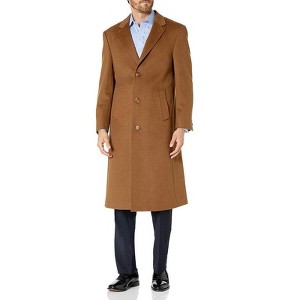 Prontomoda Men's Single Breasted Black Luxury Wool/Cashmere Full Length Topcoat - 1 of 3