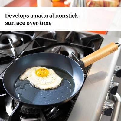 Alva Forest 8" Nonstick Carbon Steel Frying Pan with Acacia Handle