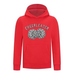 Everyday Kids Cheerleader Girls Pullover Hoodie – Pom Pom Sketch Graphic Sweatshirt - 1 of 4