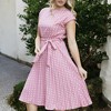 Anna-Kaci Women's Polka Dot Midi Dress with Cap Sleeves Pleated Skirt and Waist Tie Belt - 4 of 4