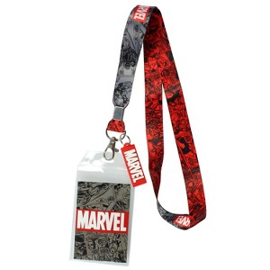 Marvel Lanyard ID Badge Holder And 2" Rubber Charm Pendant With Raised Script - 1 of 4