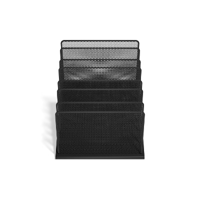 HITOUCH BUSINESS SERVICES 7 Compartment Wire Mesh File Organizer Matte Black TR57559-CC