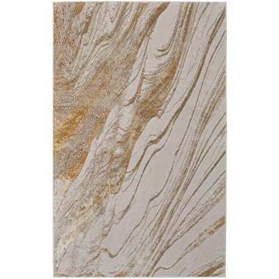 Aura Modern Abstract Ivory/Taupe/Gold Area Rug