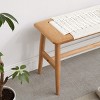 Natural Oak Wood Accent Bench,Bed Bench With Weave Rattan Seat And Solid Wood Frame,Rectangle Bedroom Wooden Side Bench-Cuddlewood - 2 of 4
