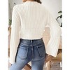 Women's Mock Neck Sweater Bell Sleeve Short Crop Pullover Top For Fall And Winter - 2 of 4