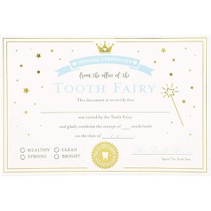 Juvale 32-Pack Tooth Fairy Paper Certificate Award for Kids, Ivory with Gold Foil 4 x 6 in - 1 of 4