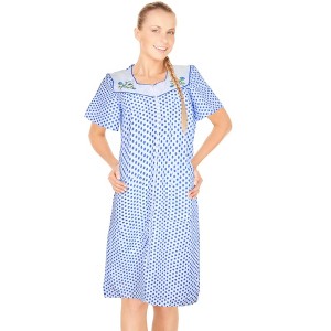 JEFFRICO House Dresses for Women with Pockets - Lightweight Breathable Short Sleeve Muumuu & Nightgowns - Zipper Front Housecoat and Dusters - 1 of 4