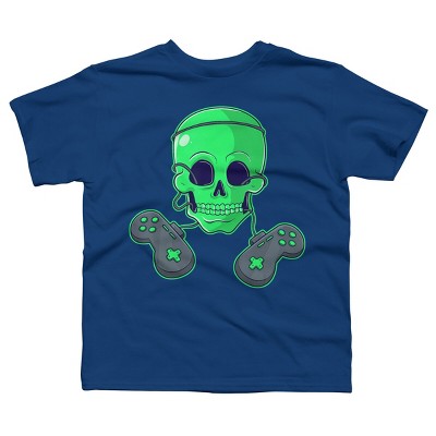 Boy's Design By Humans Halloween Skeleton Skull Crossbones Video Gamer By TaiHan T-Shirt