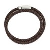 Black Bow Jewelry 6mm Stainless Steel Two Tone Leather Braided Wrap Bracelet, 15.75 Inch - 2 of 4